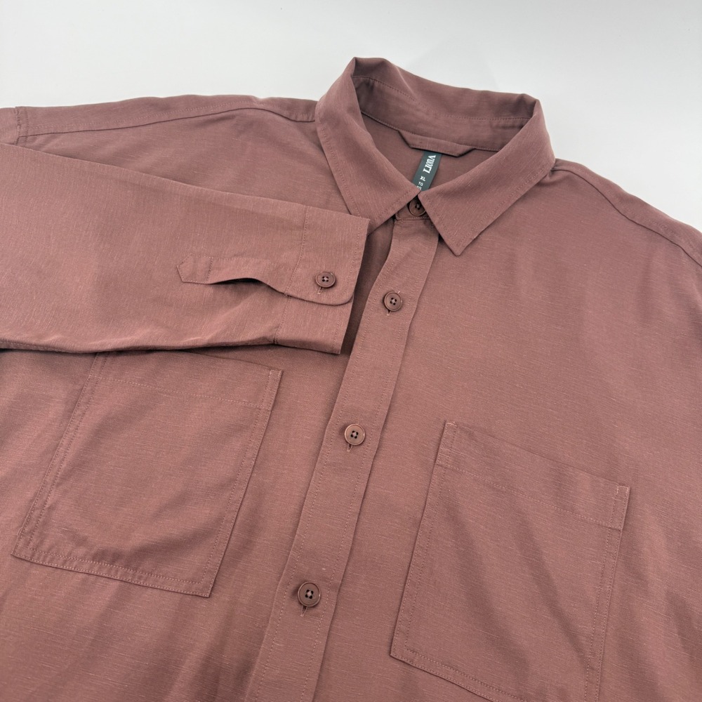 Vuori Trestles Twill Button Down Shirt Sable Lyocell Linen XL VW1150